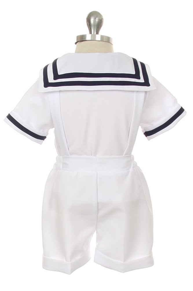 iGirlDress Baby Toddler Boys Nautical Sailor Outfit Short Suit 4 Piece Set 6mos White - Image 2